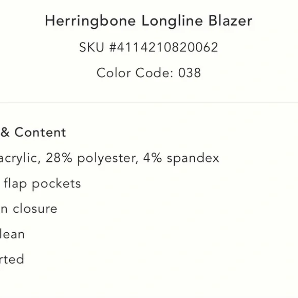 Anthropologie John + Jenn Herringbone Longline Blazer - Picture 8 of 8